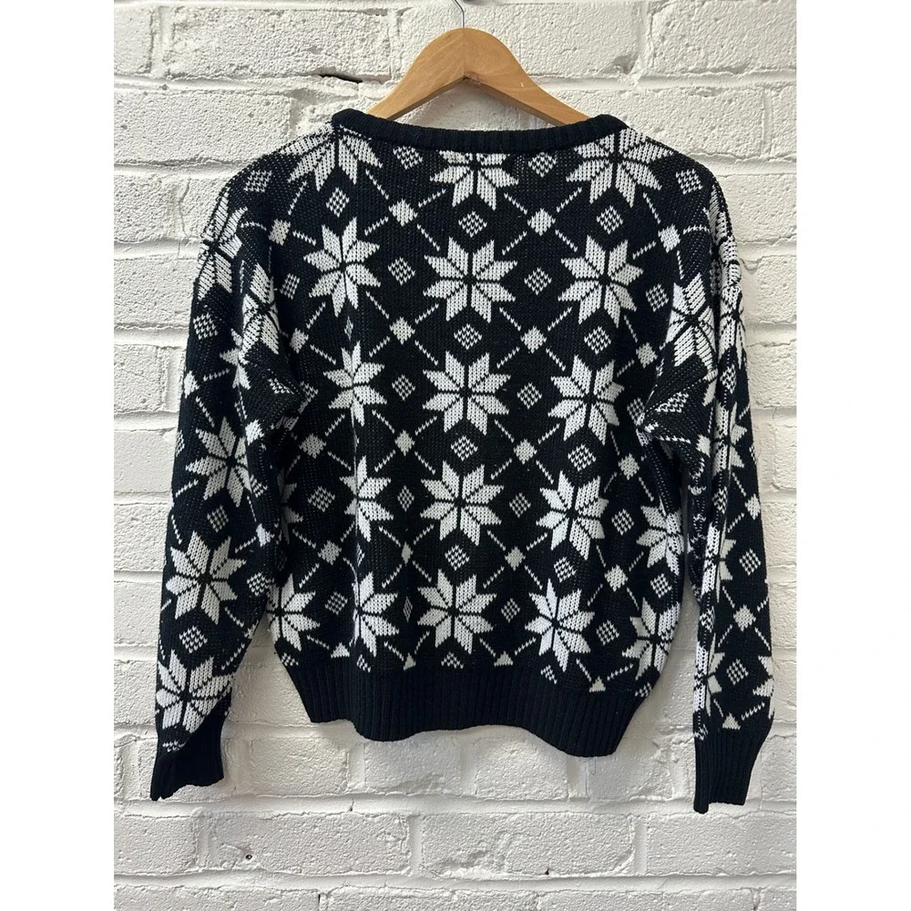Fair Isle Snowflake‎ Knit Sweater Womens M/L Nordic Grunge Winter Lodgecore